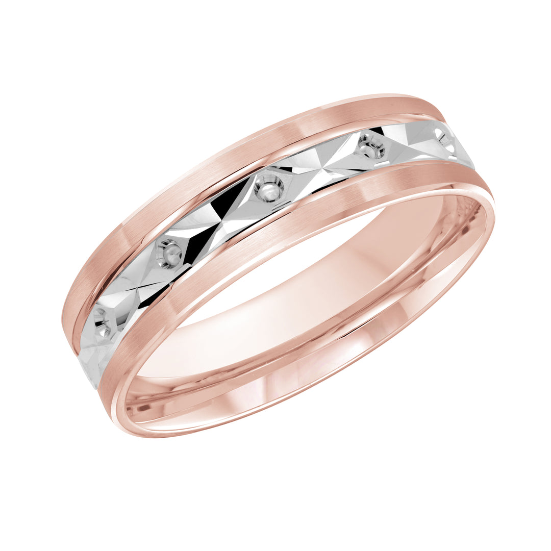 M3 086 6PW 01 A Pink White Wedding Band available in 10K 14K and 18K Gold
