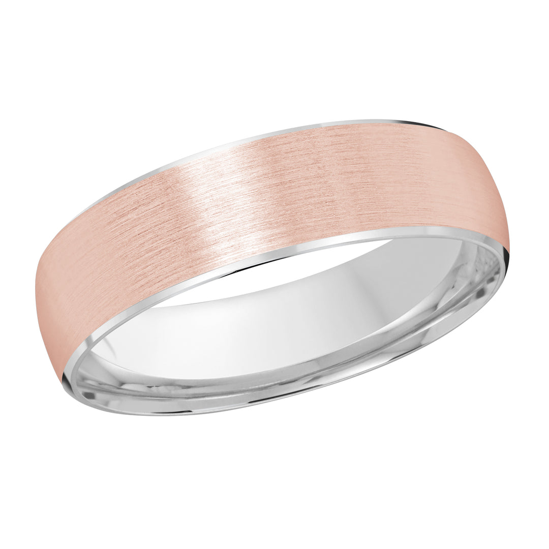 M3 249 6WP 01 A White Pink Wedding Band available in 10K 14K and 18K Gold