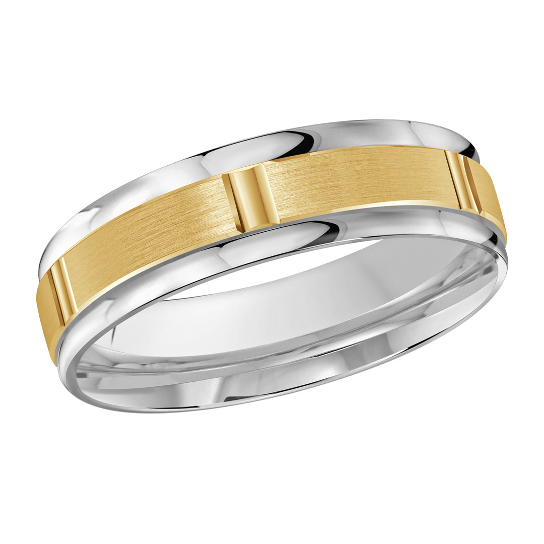 M3 636 6WY 01 A White Yellow Wedding Band available in 10K 14K and 18K Gold