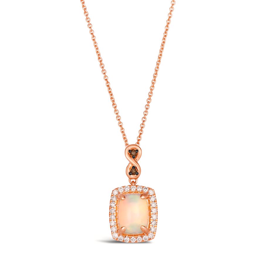 14K STRAWBERRY GOLD DIAMOND OPAL PENDANT