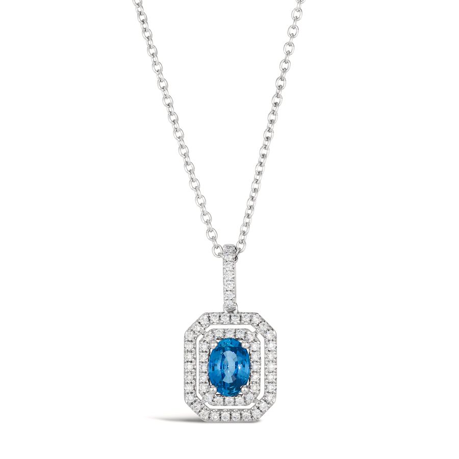 95% PLATINUM GOLD DIAMOND CEYLON SAPPHIRE PENDANT