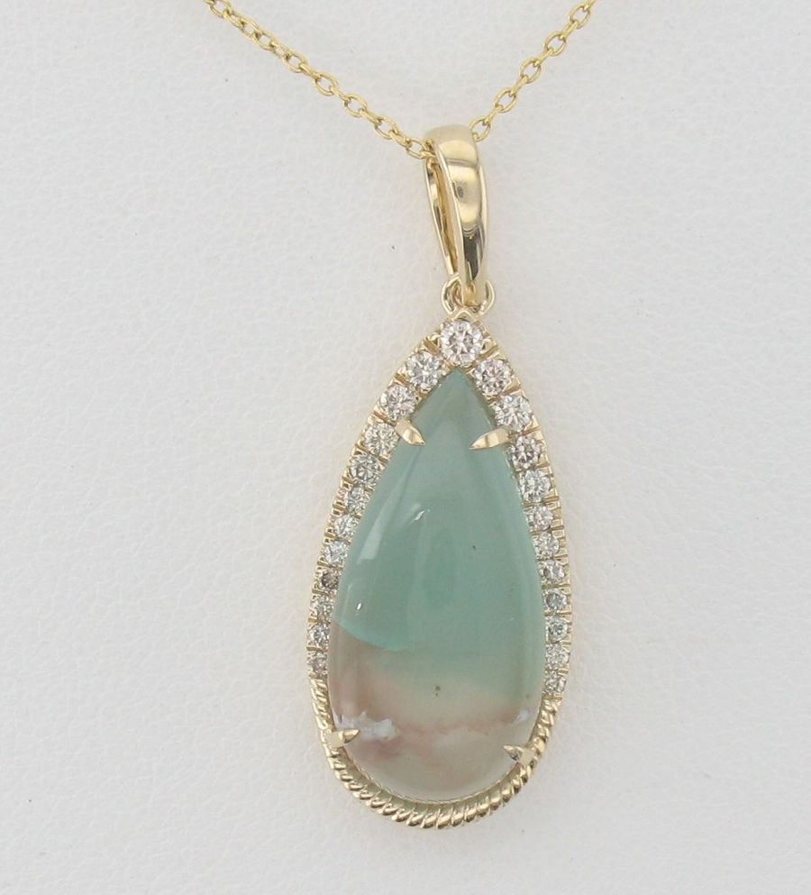14K YELLOW GOLD DIAMOND AQUAPRASE CANDY PENDANT