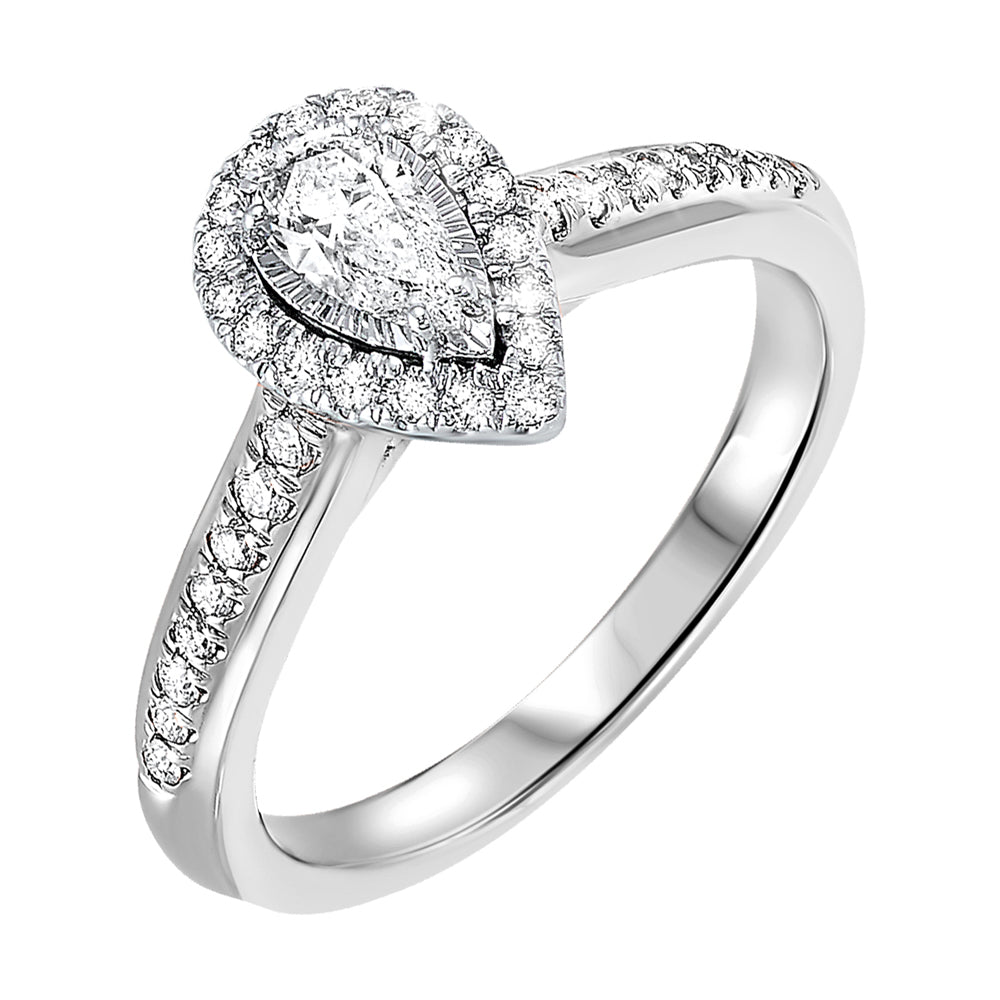 Silver White Diamond 5/8Ctw Ring