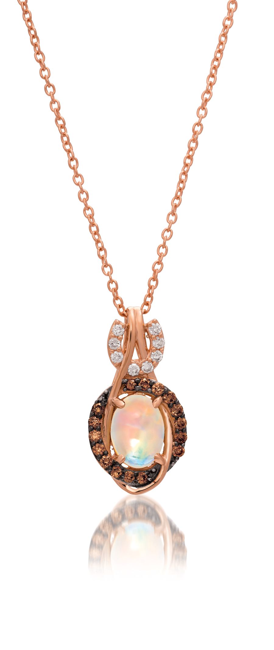 14K STRAWBERRY GOLD DIAMOND OPAL PENDANT