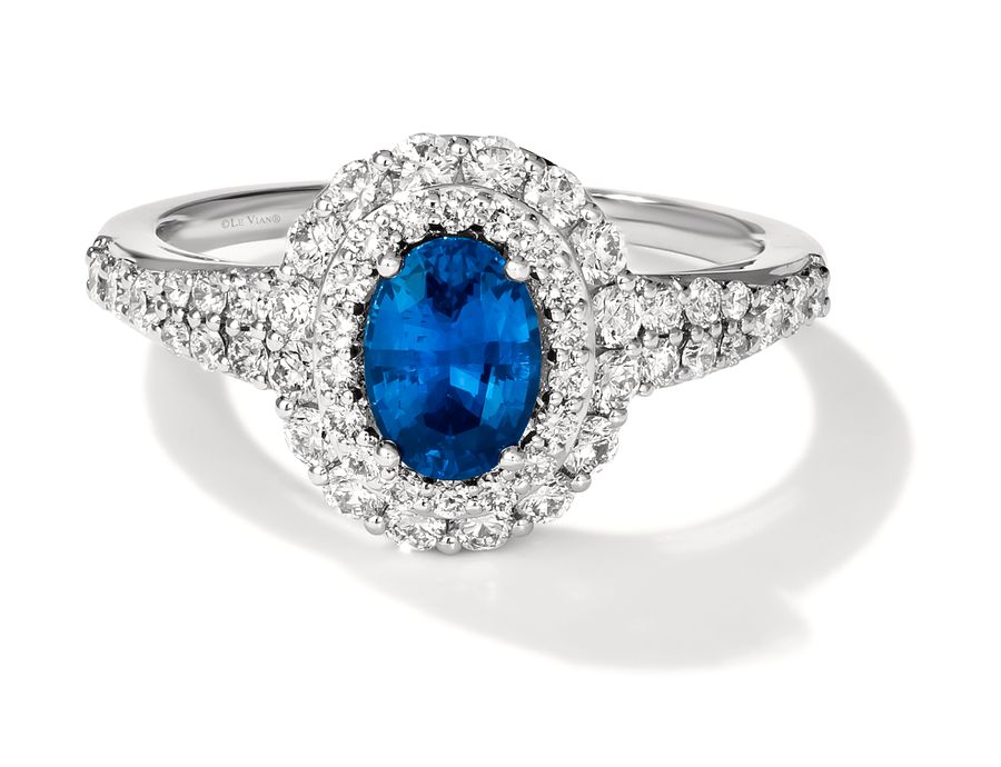 95% PLATINUM GOLD DIAMOND CEYLON SAPPHIRE RING