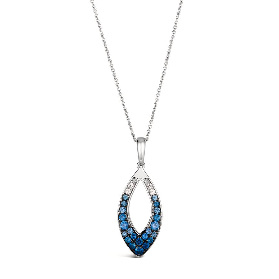 14K WHITE GOLD SAPPHIRE OMBRE, WHITE SAPPHIRE PEND