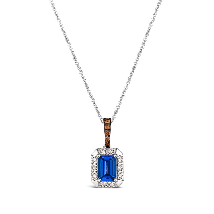 14K WHITE GOLD DIAMOND TANZANITE PENDANT