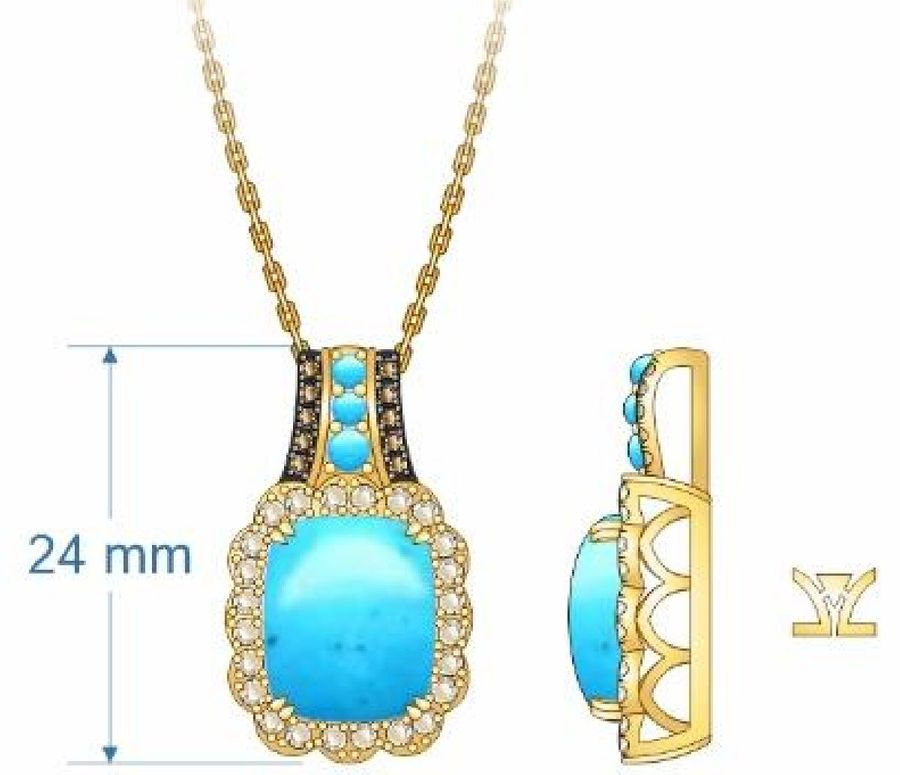 14K YELLOW GOLD DIAMOND STABILIZED TURQUOISE RING