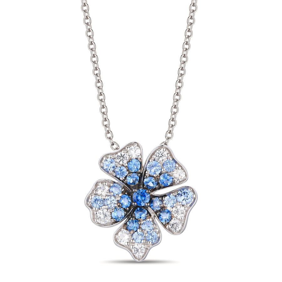 14K WHITE GOLD SAPPHIRE OMBRE, WHITE SAPPHIRE PEND