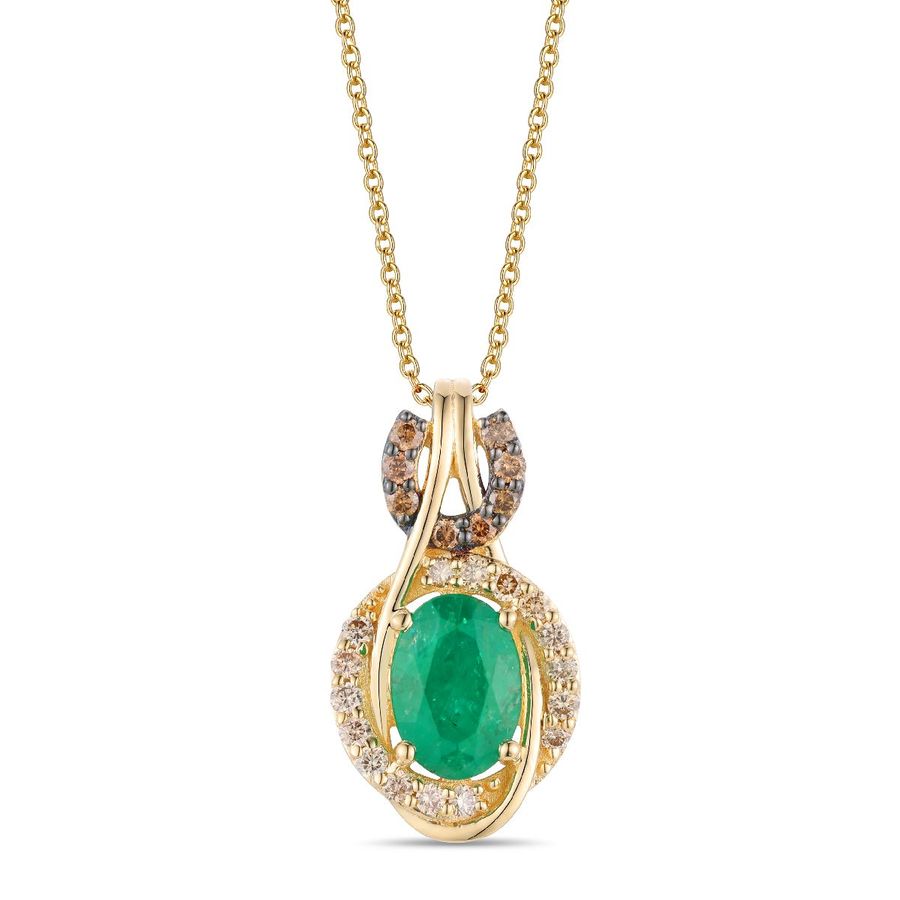 14K YELLOW GOLD DIAMOND NEW EMERALD PENDANT