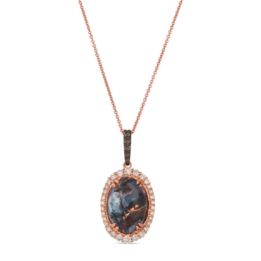 14K STRAWBERRY GOLD DIAMOND AQUADITE BLACK PENDANT
