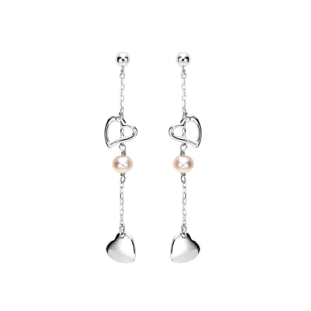 Silver White & Pearl Earring