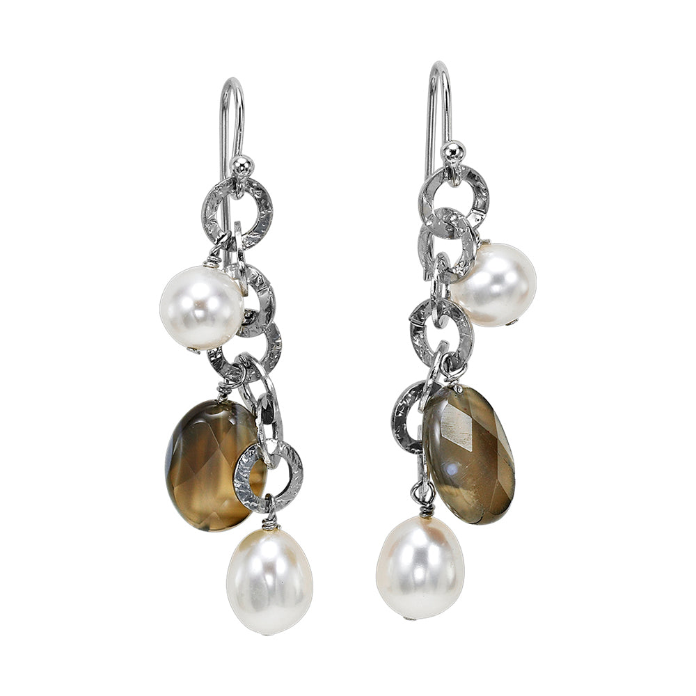 Silver White & Pearl Earring