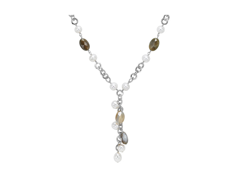 Silver White & Pearl Necklace