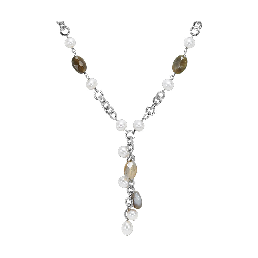 Silver White & Pearl Necklace