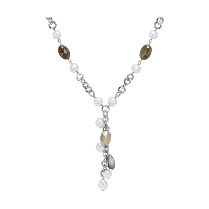 Silver White & Pearl Necklace