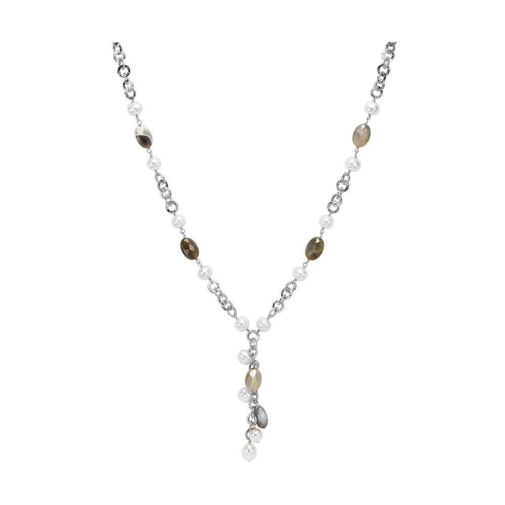 Silver White & Pearl Necklace