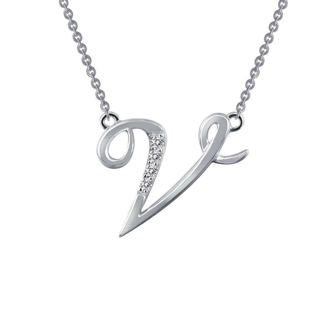 Letter V Pendant Necklace