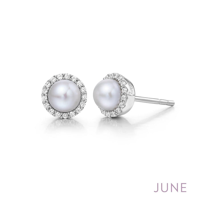 June Birthstone Halo Earrings