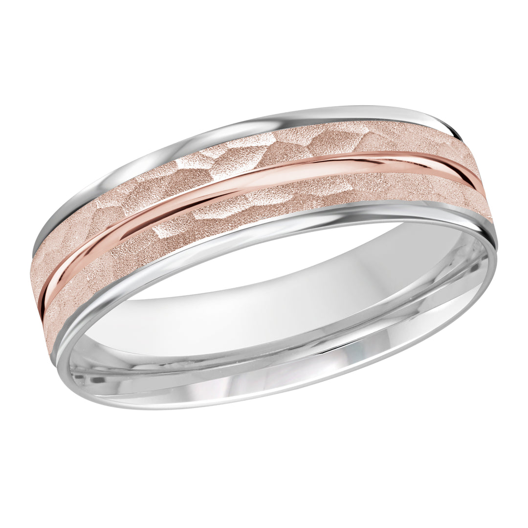 M3 815 7WP 02   A White   Pink Wedding Band available in 10K  14K and 18K Gold