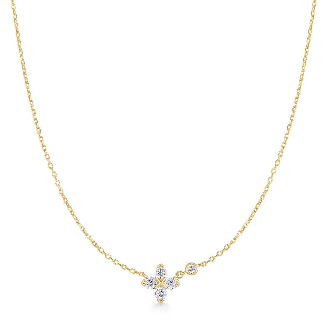 Gold Sparkling Lucky Clover Necklace