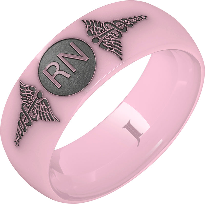 Pink Ceramic Ring With Caduceus - Registered Nurse – Frank Jewelers