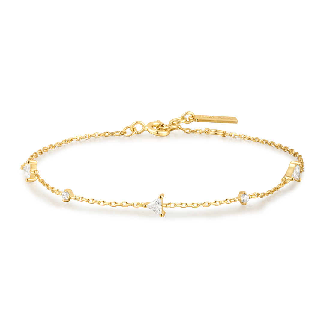 Triangular Gold Bracelets Gold Triangular Cubic Zirconia Station Bracelet – Frank Jewelers