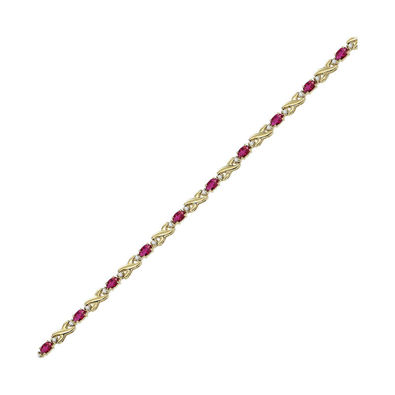 14Kt Yellow Gold Diamond 1/2Ctw & Ruby 3 7/8Ctw Bracelet