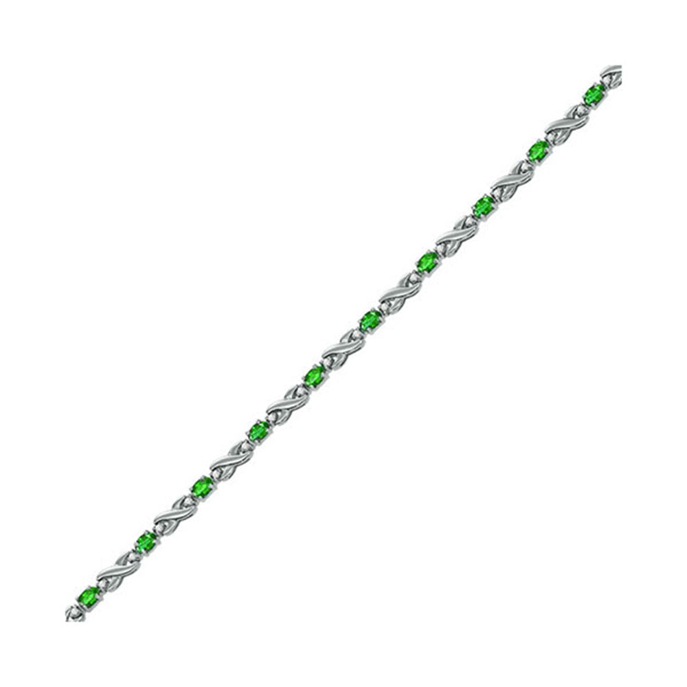 14Kt White Gold Diamond 1/2Ctw & Emerald 2 1/2Ctw Bracelet