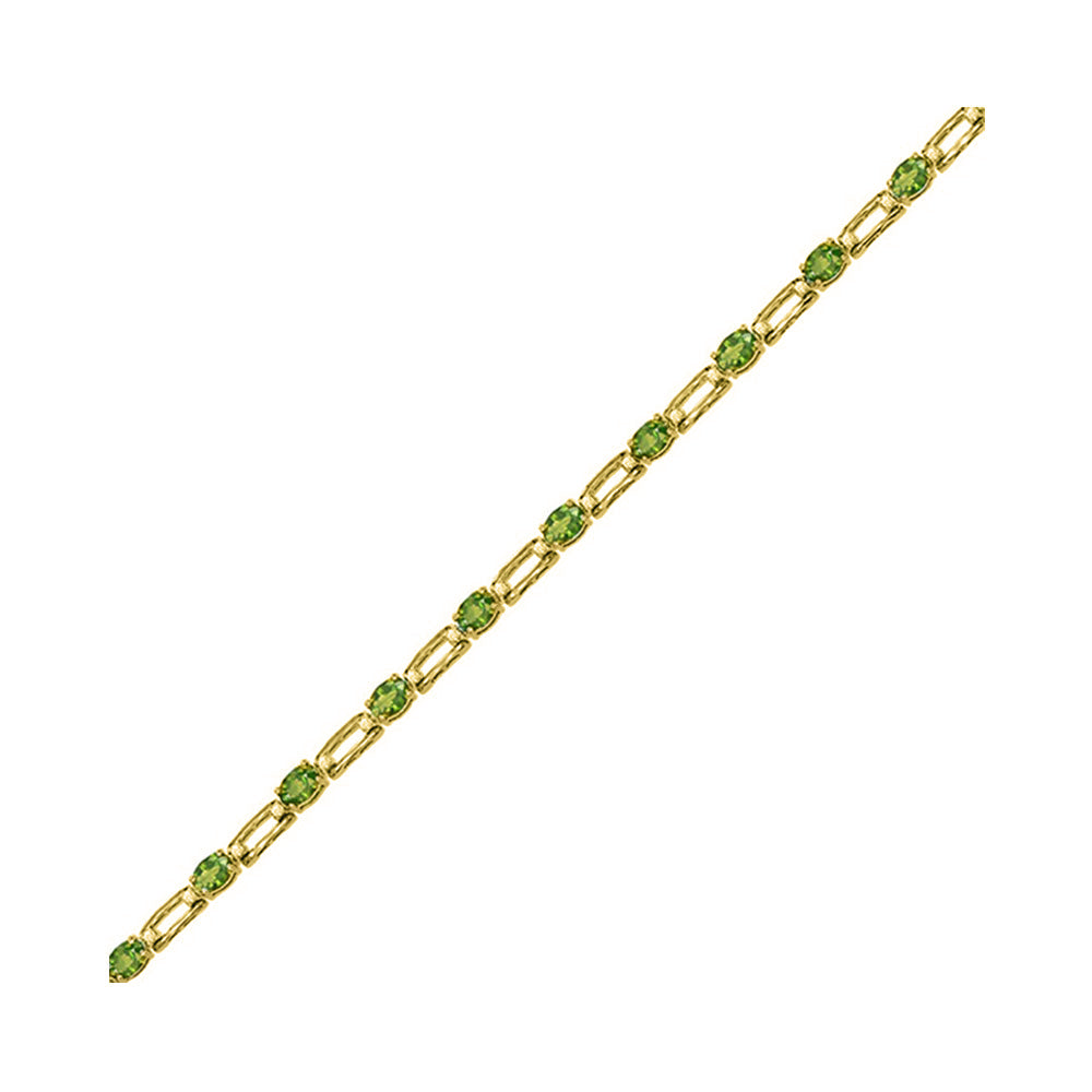 14Kt Yellow Gold Diamond 1/5Ctw & Peridot 1 1/2Ctw Bracelet
