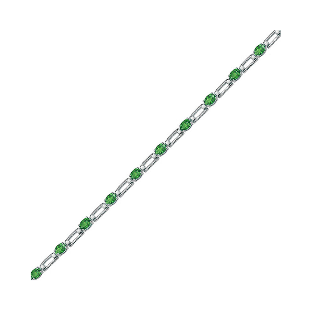 14Kt White Gold Diamond 1/5Ctw & Emerald 1 5/8Ctw Bracelet