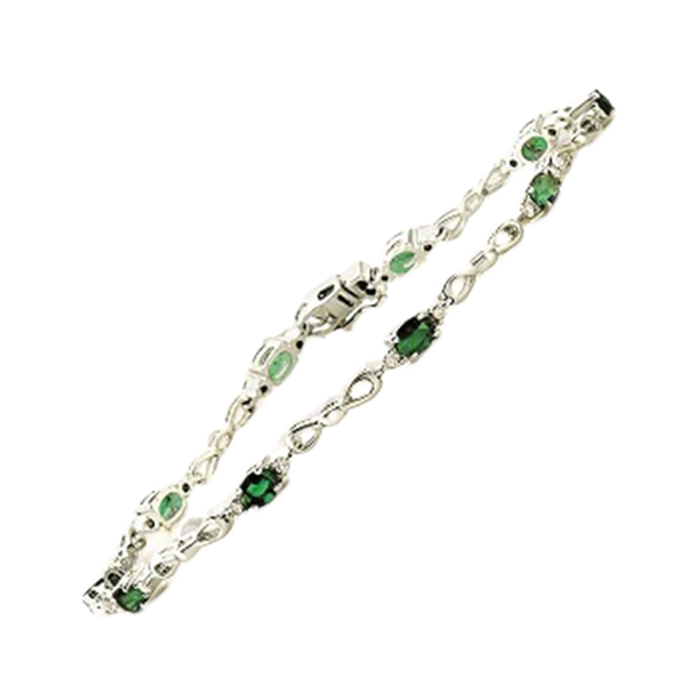 14Kt White Gold Diamond 1/4Ctw & Emerald 1 3/4Ctw Bracelet