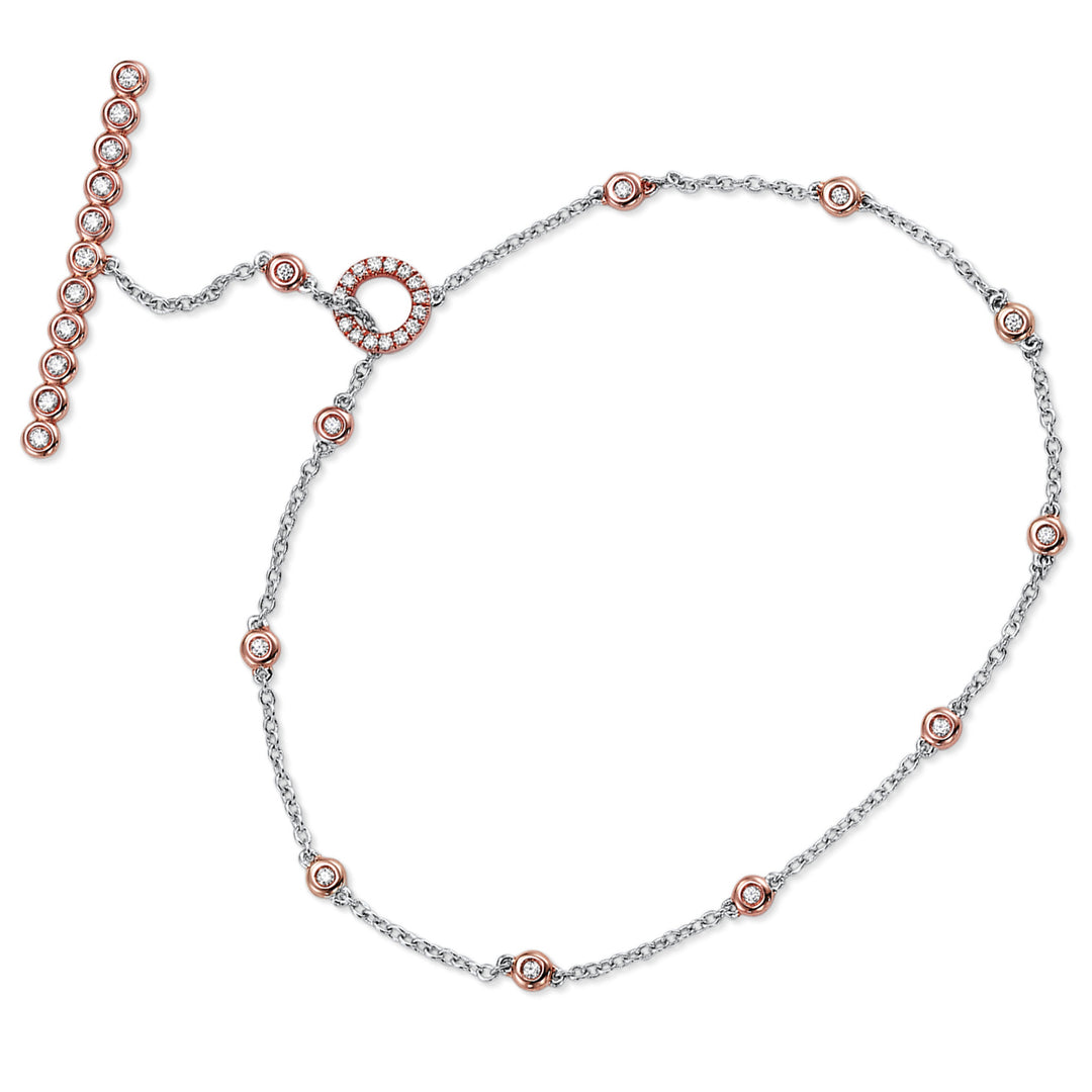 14Kt White Rose Gold Diamond 1/5Ctw Bracelet