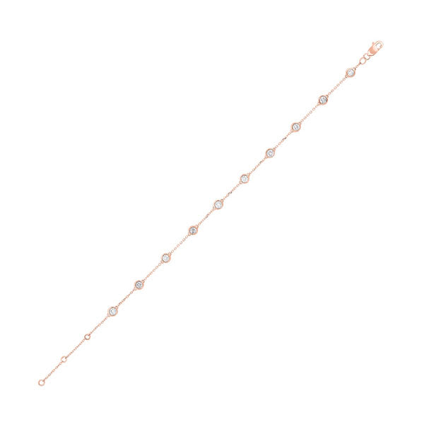14Kt Rose Gold Diamond 3/4Ctw Bracelet