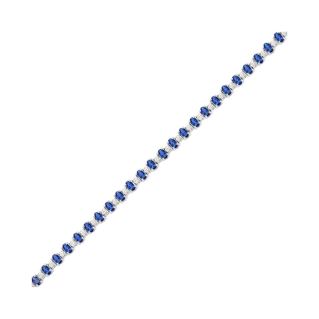 14Kt White Gold Diamond 1 5/8Ctw & Sapphire 7 3/4Ctw Bracelet