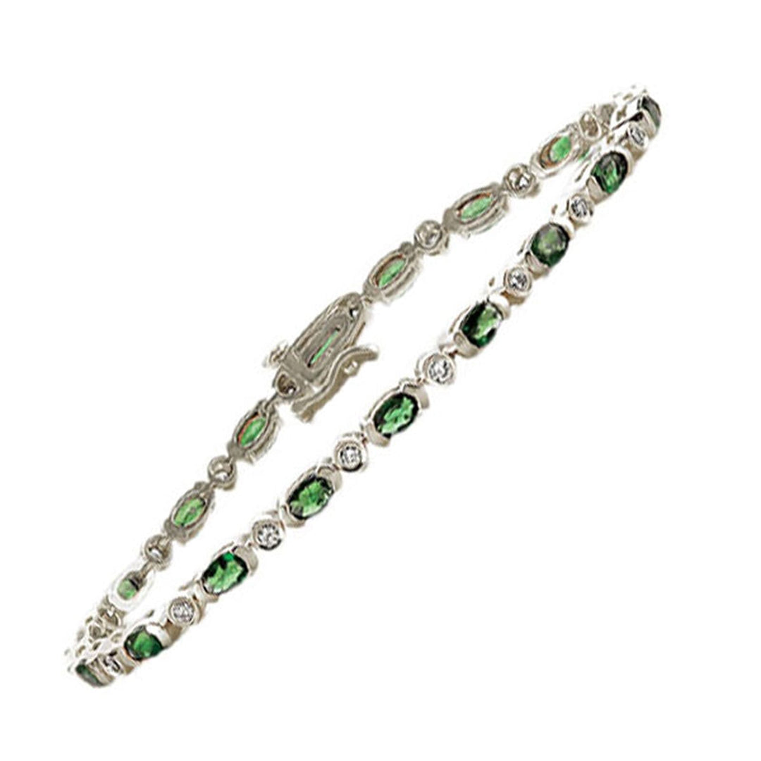 14Kt White Gold Diamond 1/2Ctw & Emerald 3 3/4Ctw Bracelet