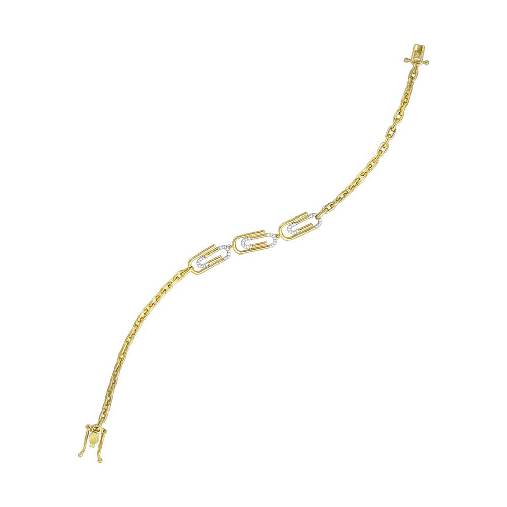 10Kt White Yellow Gold Diamond 1/7Ctw Bracelet