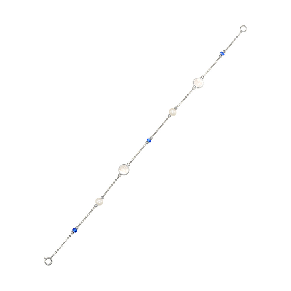 Silver & Pearl-Sapphire 5/6Ctw Bracelet