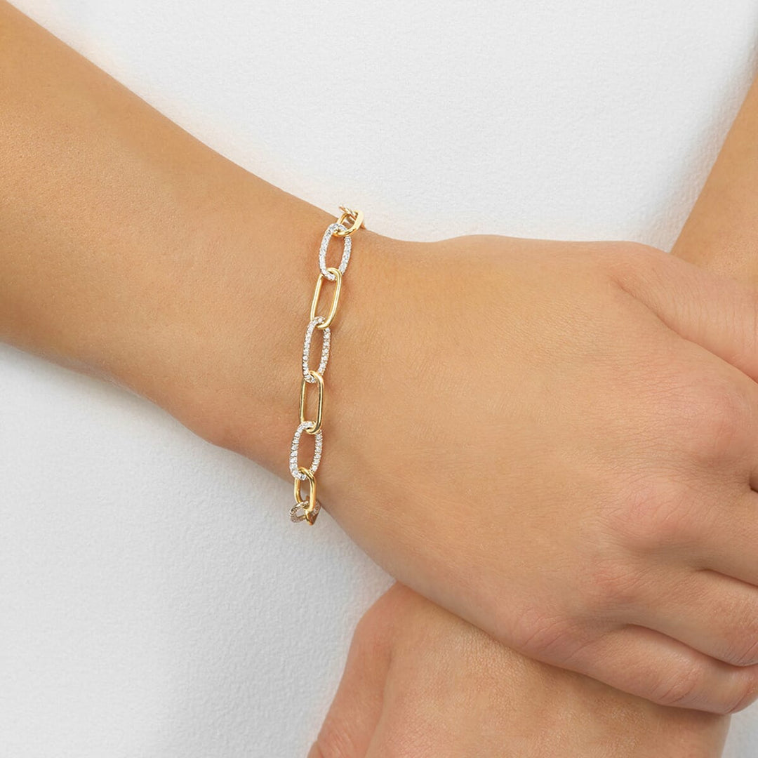 14Kt White Yellow Gold Diamond 1 1/2Ctw Bracelet