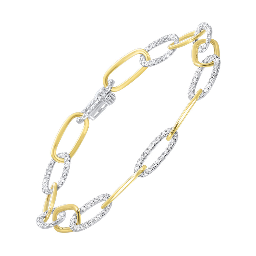14Kt White Yellow Gold Diamond 1 1/2Ctw Bracelet