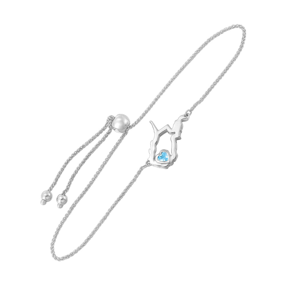 14Kt White Gold Blue Topaz 1/8Ctw Bracelet
