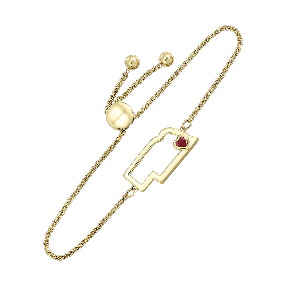 10Kt Yellow Gold Ruby 1/8Ctw Bracelet