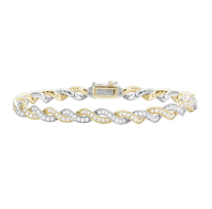 14Kt White Yellow Gold Diamond 3Ctw Bracelet