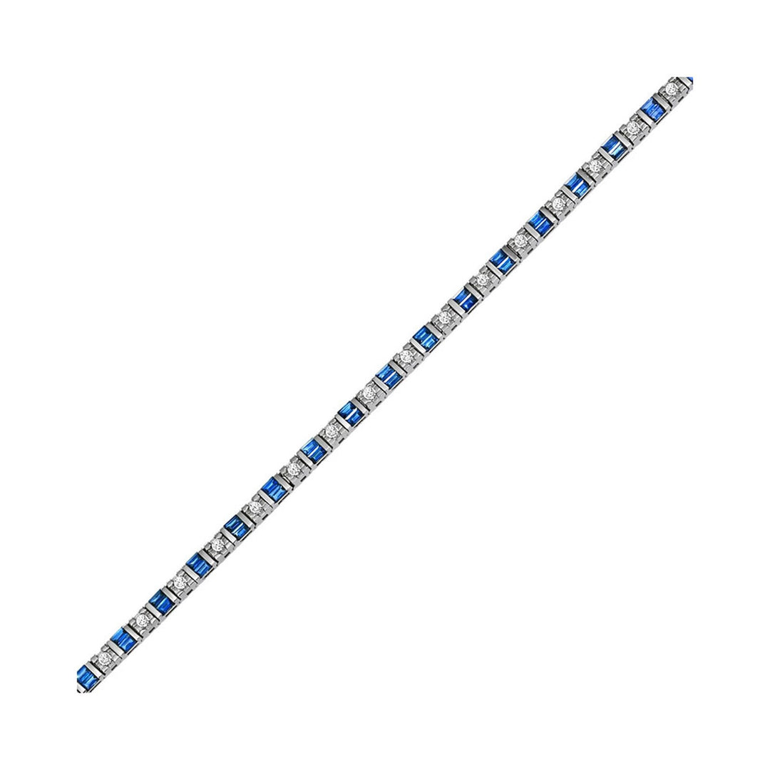 14Kt White Gold Diamond 1 1/3Ctw & Sapphire 3 1/10Ctw Bracelet