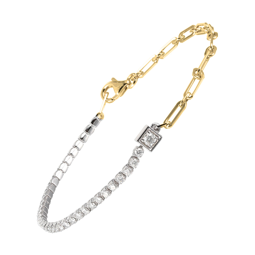 14Kt White Yellow Gold Diamond 1Ctw Bracelet