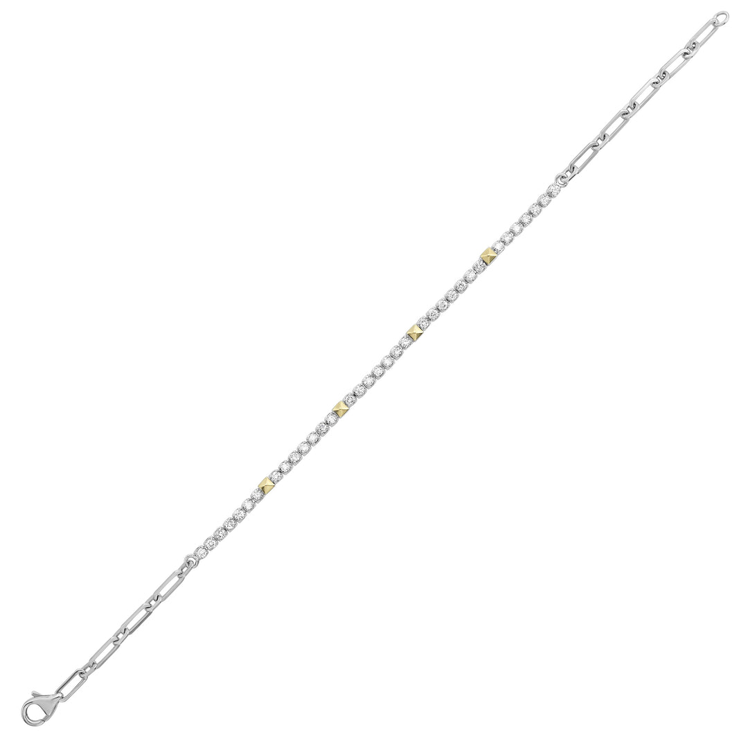 14Kt White Yellow Gold Diamond 3/4Ctw Bracelet