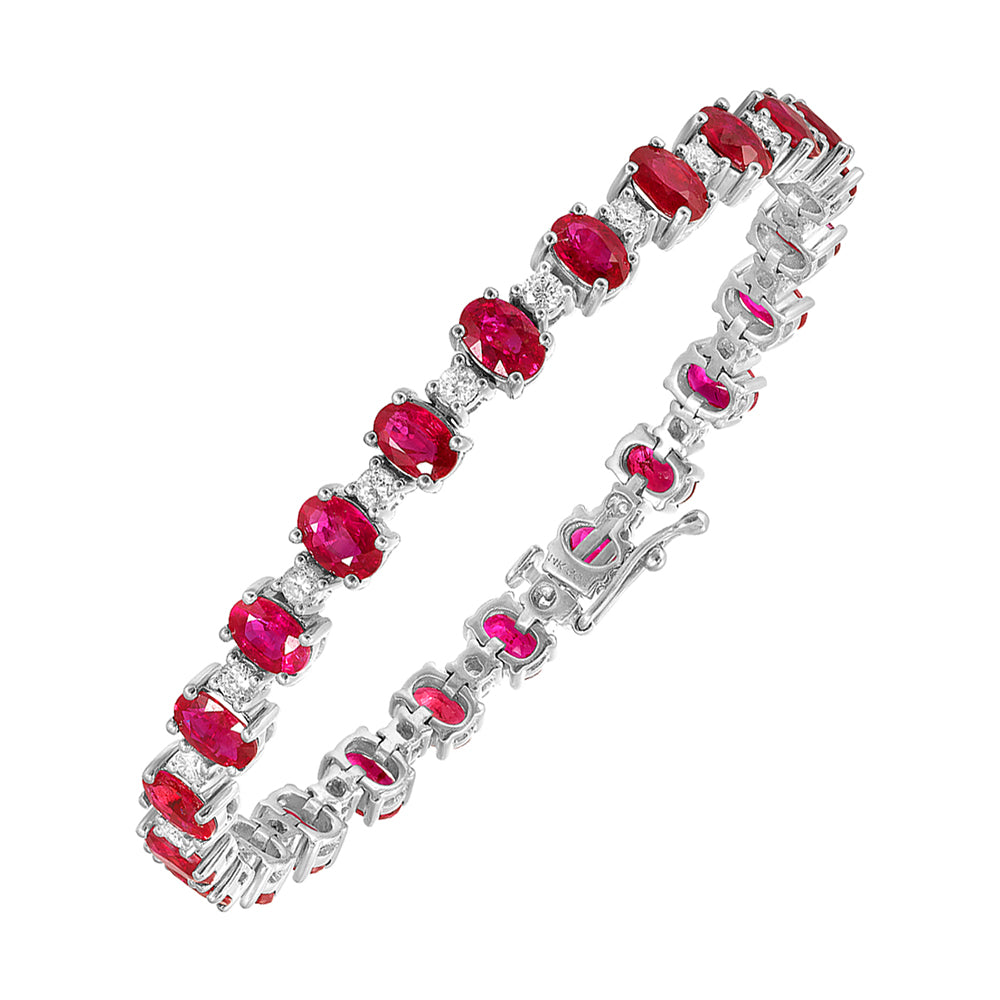14Kt White Gold Diamond 1 5/8Ctw & Ruby 13 1/3Ctw Bracelet