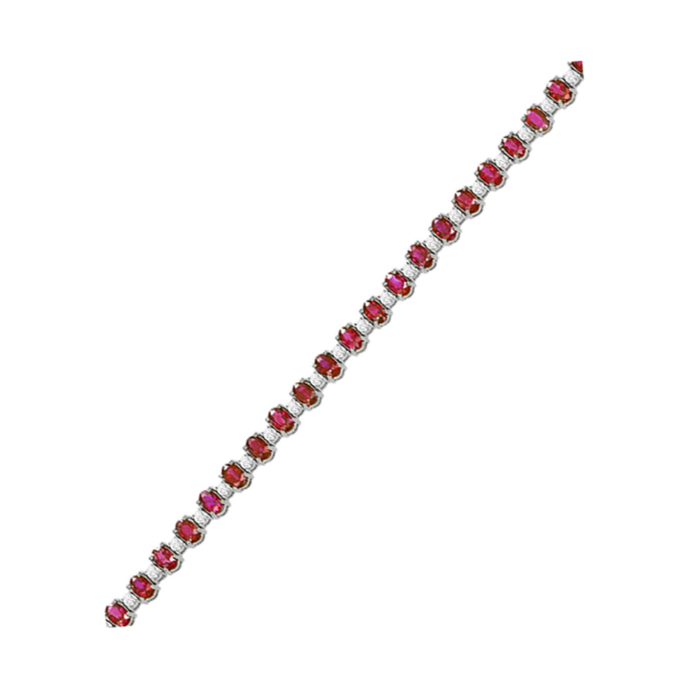 14Kt White Gold Diamond 1 5/8Ctw & Ruby 13 1/3Ctw Bracelet