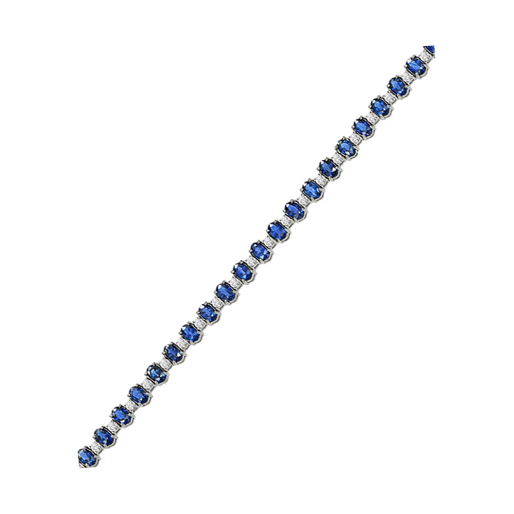 14Kt White Gold Diamond 1 5/8Ctw & Sapphire 13Ctw Bracelet