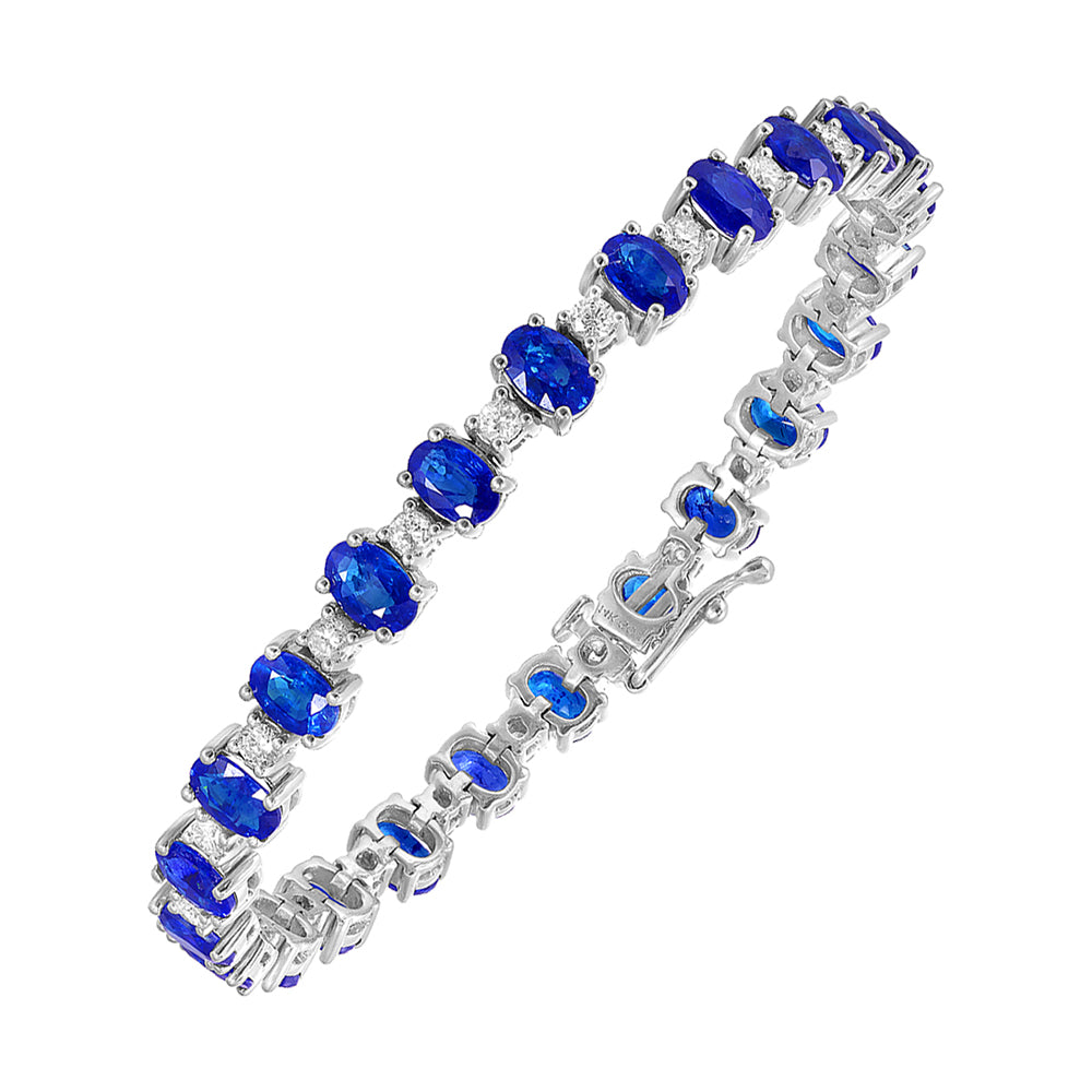 14Kt White Gold Diamond 1 5/8Ctw & Sapphire 13Ctw Bracelet
